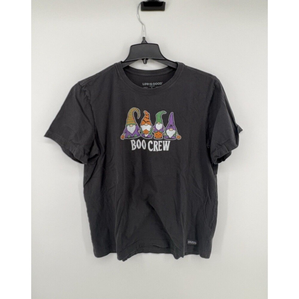 Life Is Good Men’s Crusher Boo Crew Gnomes Graphic T-Shirt Dark Gray Size Large
